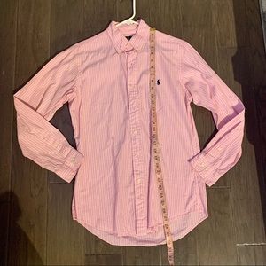 Pink pinstripe Ralph Lauren long sleeve shirt size medium